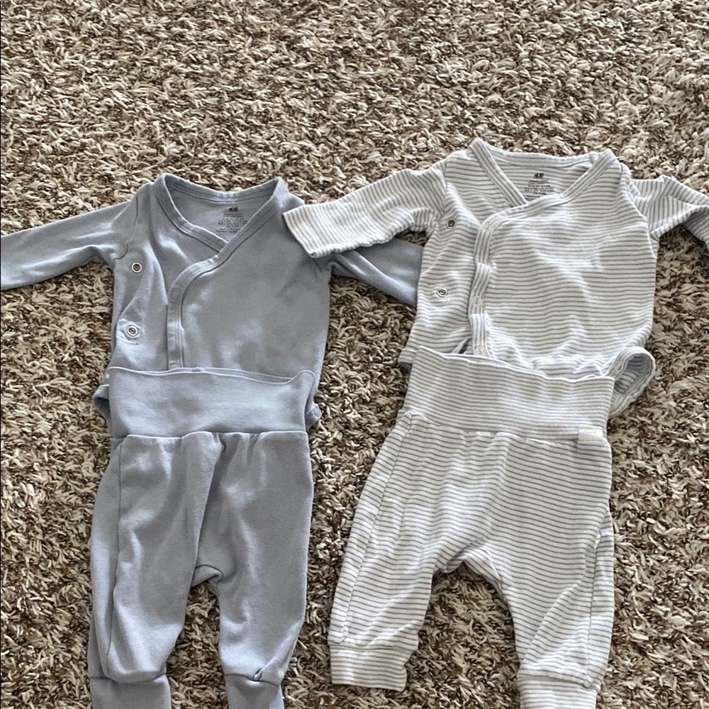 H&M Soft Gray Organic Cotton Baby top and bottom